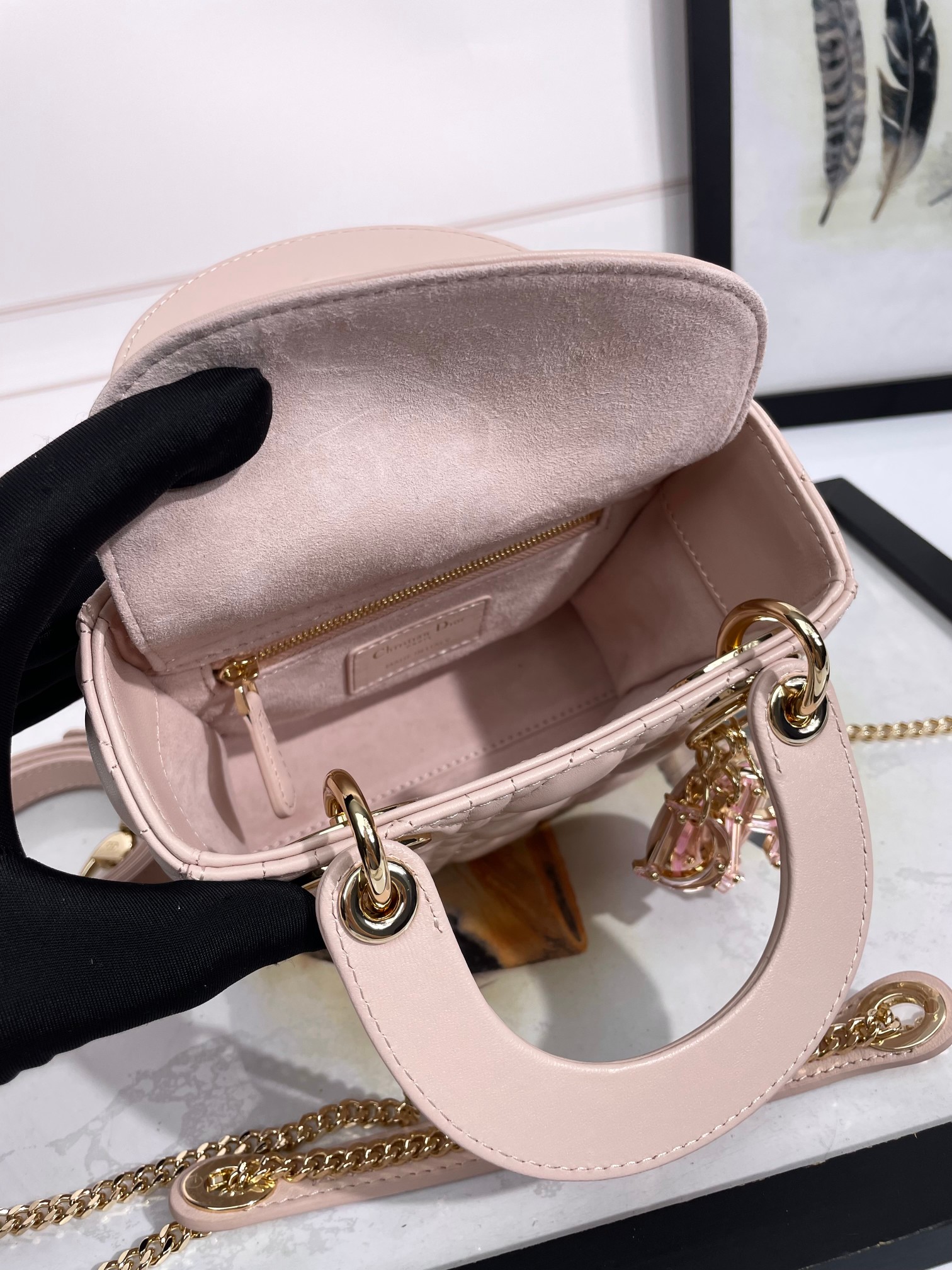 Mini Lady Dior Bag Pale Pink Cannage Lambskin